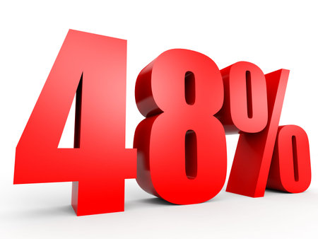 Discount 48 percent off. 3D illustration on white background.