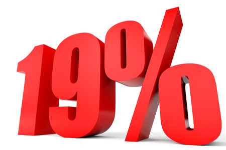 Discount 19 percent off. 3D illustration on white background.の写真素材
