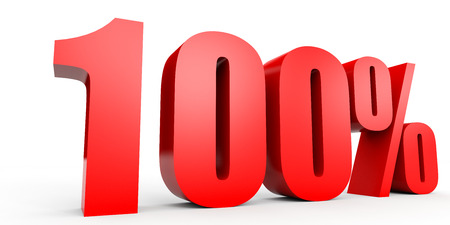 Discount 100 percent off. 3D illustration on white background.の写真素材