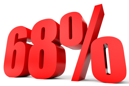 Discount 68 percent off. 3D illustration on white background.の写真素材