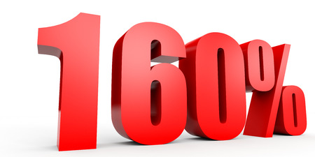 Discount 160 percent off. 3D illustration on white background.の写真素材