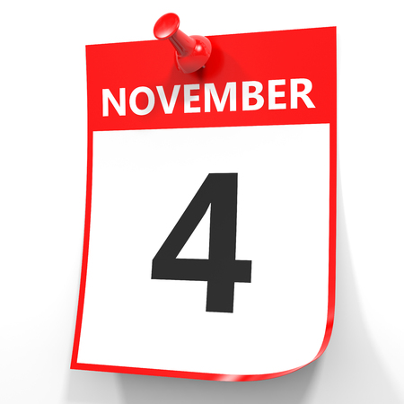 November 4. Calendar on white background. 3D illustration.の写真素材