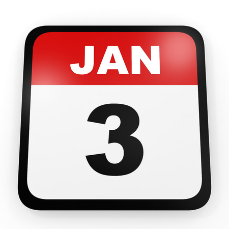 January 3. Calendar on white background. 3D illustration.の写真素材