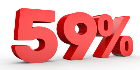 Fifty  nine percent off. Discount 59 %. 3D illustration on white background.の写真素材