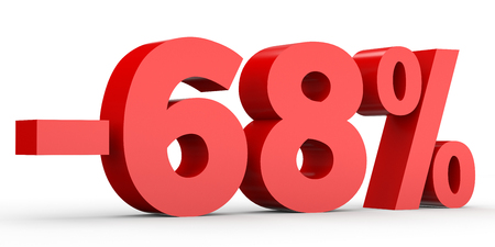 Minus sixty eight percent. Discount 68 %. 3D illustration on white background.の写真素材