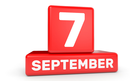 September 7. Calendar on white background. 3D illustration.の写真素材