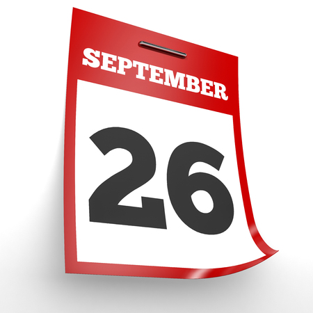 September 26. Calendar on white background. 3D illustration.の写真素材