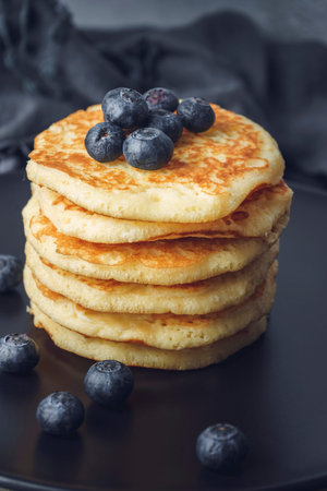 Blueberry pancakes. Breakfast Pancakes with fruit