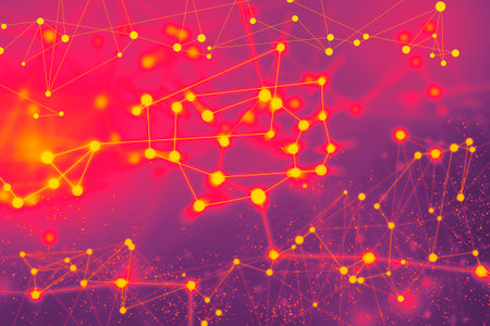 Connection technologies backdrop. Wireless concept. 3D Rendering. Abstract connected dots.