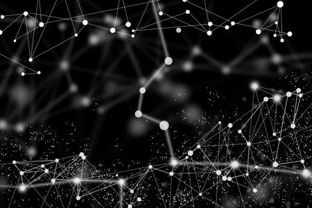 Connection technologies backdrop. Wireless concept. 3D Rendering. Abstract connected dots.