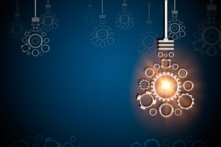 Excellent idea for success. Bulb with gears and successful business concept. Think of an idea.