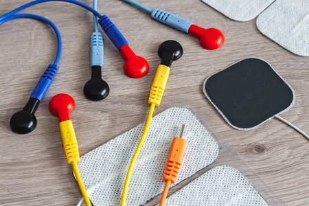 Wire and connectors for electro stimulation. Health and well-being. Top view