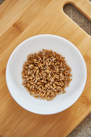 Wheat germ in a white bowlの写真素材