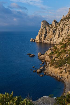 Sea landscape of the coast of Crimea at sunrise. Black Sea.の写真素材