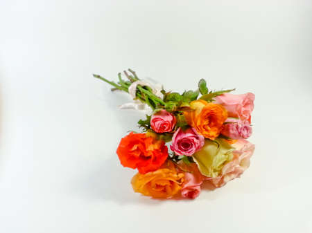 bouquet of roses isolated on white background の写真素材