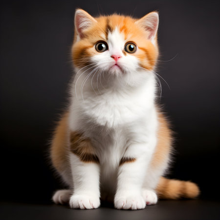 Cute 3 colors scottish fold kitten isolated on black background illustration Generative AIの素材