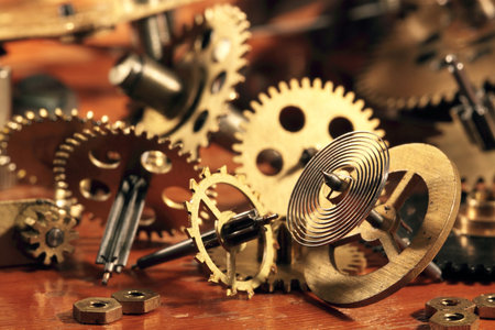 Some brass gears and a pendulum from old hours