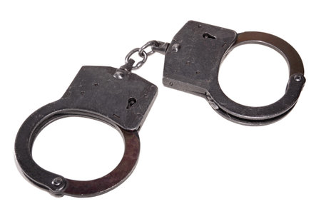 Black handcuffs isolated on white background