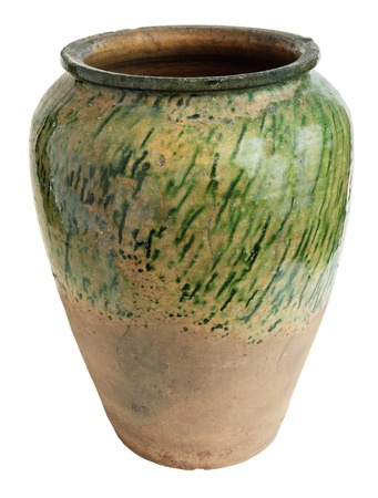 Old clay pot, isolated on a white backgroundの写真素材
