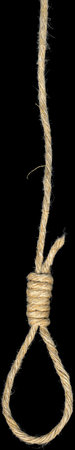 Rough cord stuck in a loop on a black background