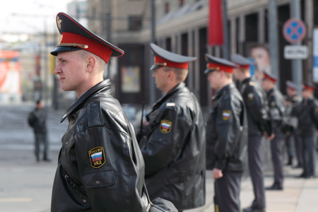 MOSCOW - MAY 07: Rehearsal of parade on Red Square on May 07, 2011 in Moscow. The police has blocked...