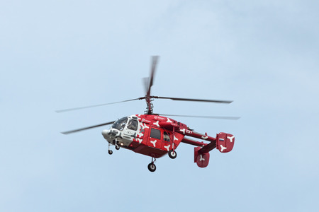 ZHUKOVSKY, RUSSIA - AUGUST 19: Ka-226T helicopter takes off at the International Aviation and Space salon (MAKS) on August 19, 2011 in Zhukovsky, Russiaのeditorial素材
