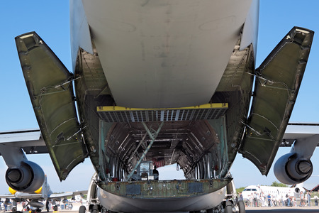 MOSCOW, RUSSIA - AUG 18: C5-M Super Galaxy rear view at the International Aviation and Space salon MAKS. Aug, 18, 2011 at Zhukovsky, Russiaのeditorial素材