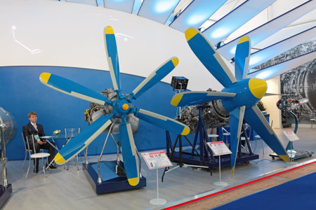 MOSCOW, RUSSIA - AUG 16:  The stand of aviation company Salut at the International Aviation and...
