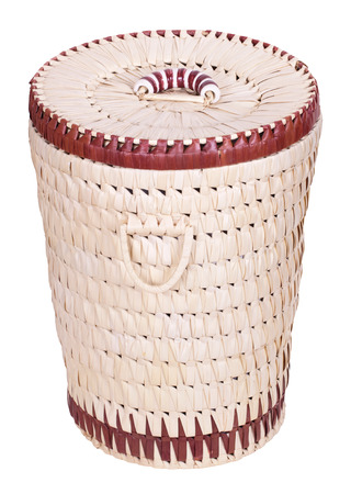 Wattled flasket for dirty washing, isolated on a white backgroundの写真素材