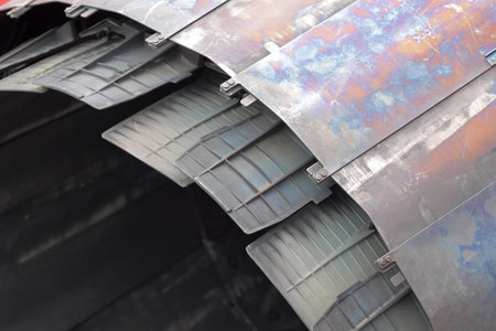 The thrust vectoring  control gas turbine engine, a close-upの写真素材