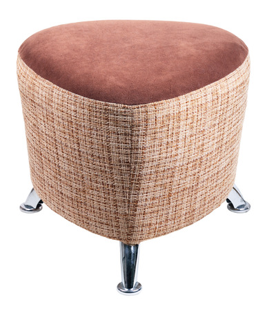 Brown padded stool, isolated on a white backgroundの写真素材