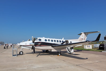 ZHUKOVSKY, RUSSIA - AUG 16: The Beechcraft King Air 350i is twin-turboprop aircraft produced by the...