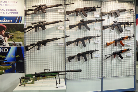 ZHUKOVSKY, RUSSIA - JUN 29: The international salon of arms and military technology "Engineering technologies 2012" on Jun 29, 2012 in Zhukovsky. The samples of automatic weaponsのeditorial素材