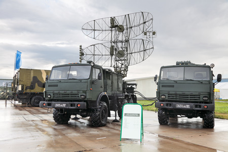 ZHUKOVSKY, RUSSIA - JUN 29: The international salon of arms and military technology "Engineering technologies 2012" on Jun 29, 2012 in Zhukovsky. Kasta type radar stationのeditorial素材