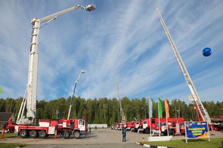 NIZHNY TAGIL, RUSSIA- AUG 23: Modern fire-fighting vehicles at exhibition RUSSIAN DEFENCE EXPO 2012...