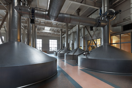 Brewing production - mash vats, the interior of the brewery, nobody
