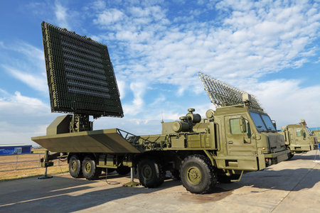 ZHUKOVSKY, RUSSIA - AUG 11: Mobile radar complex on celebrating of the 100 anniversary of Russian...