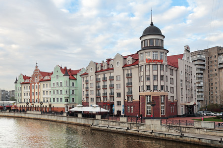 KALININGRAD, RUSSIA - MAY 03: Fishing village - ethnographic and trade-craft center. Built in the old German style on May, 03, 2013 in Kaliningrad, Russiaのeditorial素材