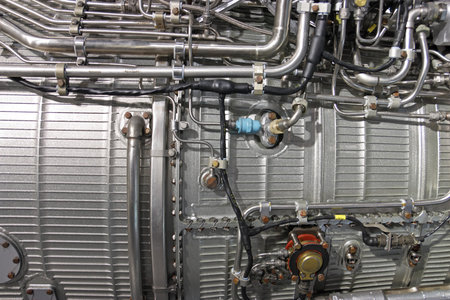 Detailed exposure of a turbo jet engine. Technogenic background.