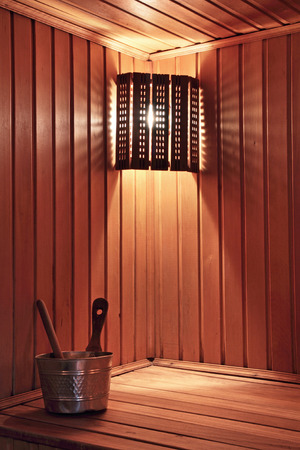 Fragment of an interior of a saunaの写真素材