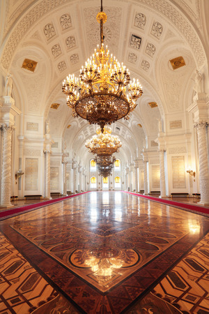 Russia, Moscow, Grand Kremlin Palace - historical old building built from 1837 to 1849, at the present time the ceremonial residence of the President of Russia. Georgievsky hallのeditorial素材