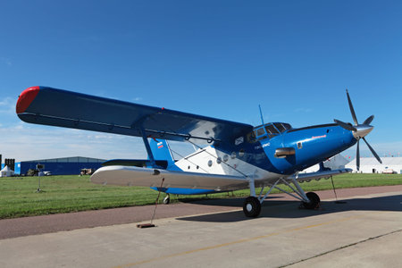 ZHUKOVSKY, RUSSIA - AUG 26, 2013: Modernized retro-plane Antonov An-2 TVC-2MC is Soviet...