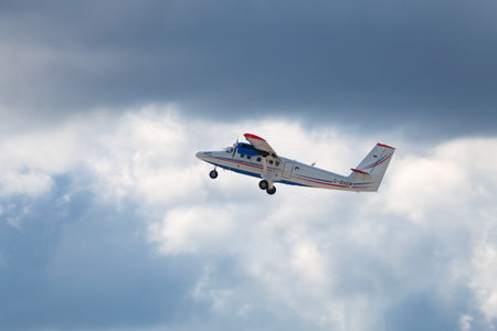ZHUKOVSKY, RUSSIA - AUG 28, 2013: Demonstration flight De Havilland Canada Viking DHC-6 400  Twin...