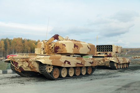 NIZHNY TAGIL, RUSSIA - SEP 26, 2013: The international exhibition of armament, military equipment...