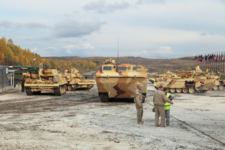 NIZHNY TAGIL, RUSSIA - SEP 26, 2013: The international exhibition of armament, military equipment and ammunition RUSSIA ARMS EXPO (RAE-2013)のeditorial素材