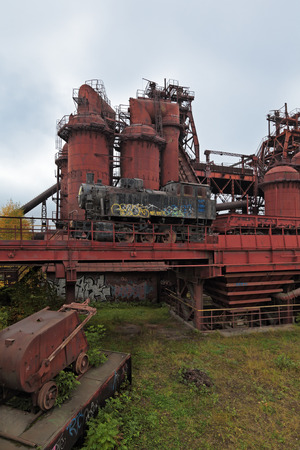 Ruins old abandoned steel plant last century, nobodyの写真素材