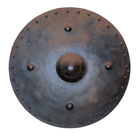 The old medieval shield, isolated on white の写真素材
