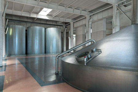 Brewing production - mash vat, the interior of the brewery, nobodyのeditorial素材
