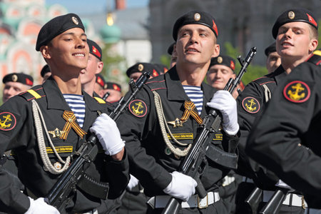 MOSCOW, RUSSIA - MAY 09, 2014: Celebration of the 69th anniversary of the Victory Day (WWII). Solemn...
