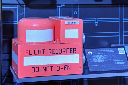 ZHUKOVSKY, MOSCOW REGION, RUSSIA - AUG 30, 2015: Flight recorder production company KRET (Concern Radio-Electronic Technologies) at the International Aviation and Space salon MAKS-2015のeditorial素材